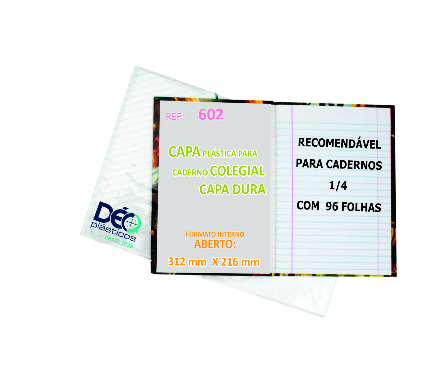 Capa Pronta Plástica em PVC para Caderno ...