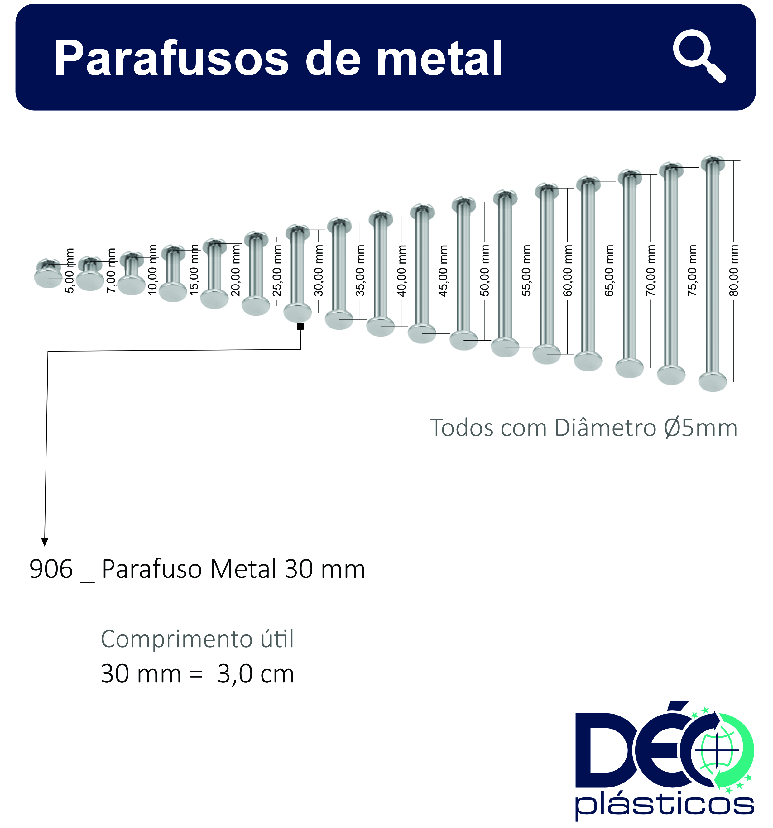 Parafuso de Metal 30 mm _ Ref 906