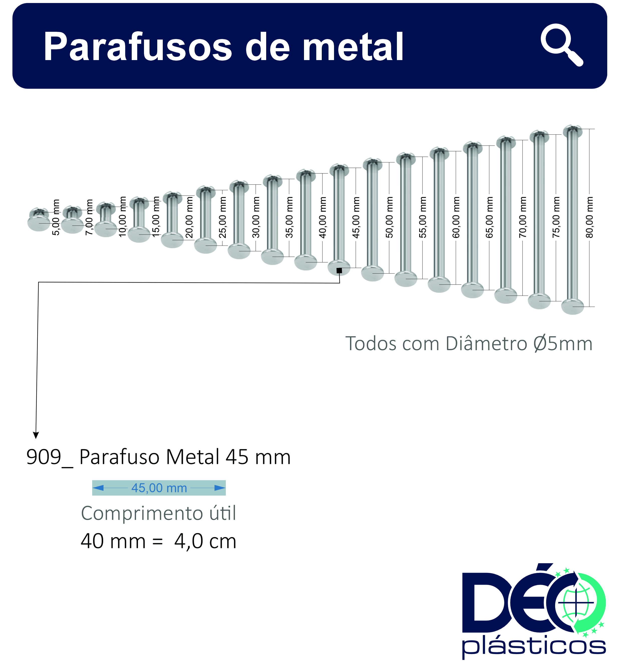 Parafuso de Metal 45 mm _ Ref 909