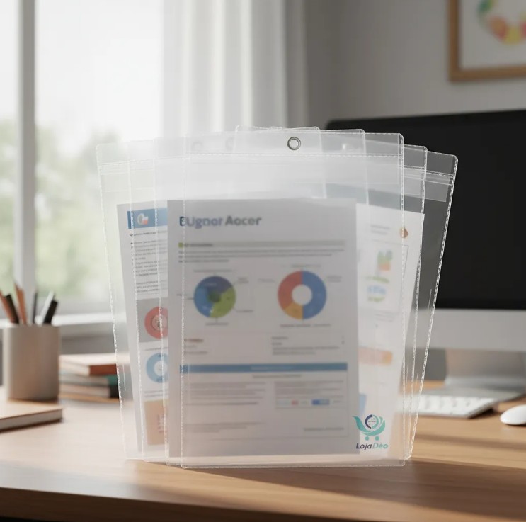 Porta documento em PVC transparente com t...